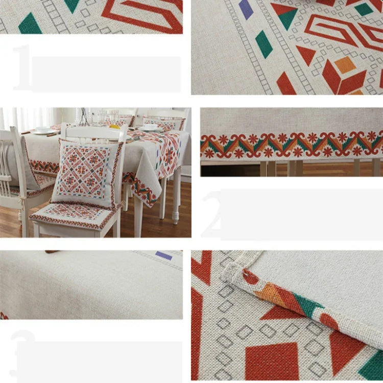 Retro Muster Leinen Tischdecke für Esszimmer, Heimdeko, staubdichte Tischabdeckung, 140x140cm, 140x200cm