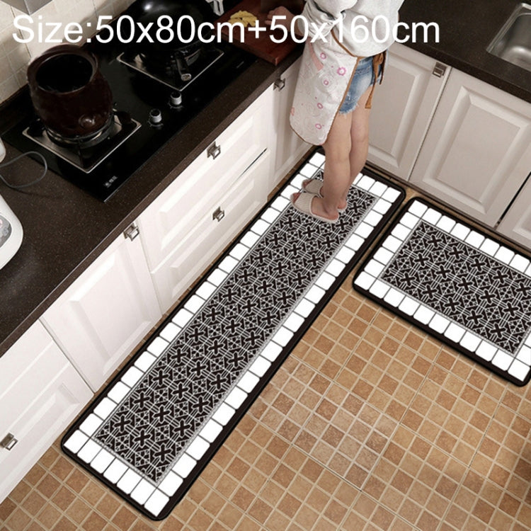 Geometrischer Gitter-Teppich Küchen-/Bad-Antirutschmatte, 40x60cm, 40x120cm, 50x80cm, 50x160cm, 40x60cm + 40x120cm, 50x80cm + 50x160cm