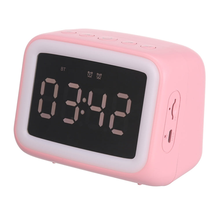 BT-511 Mini LED HD Spiegel Bluetooth Lautsprecher, Unterstützt 32GB TF-Karte & 3,5mm AUX & Dualen Wecker & Echtzeit-Temperatur & Freisprechen, Weiß, Rosa, Schwarz, Rot