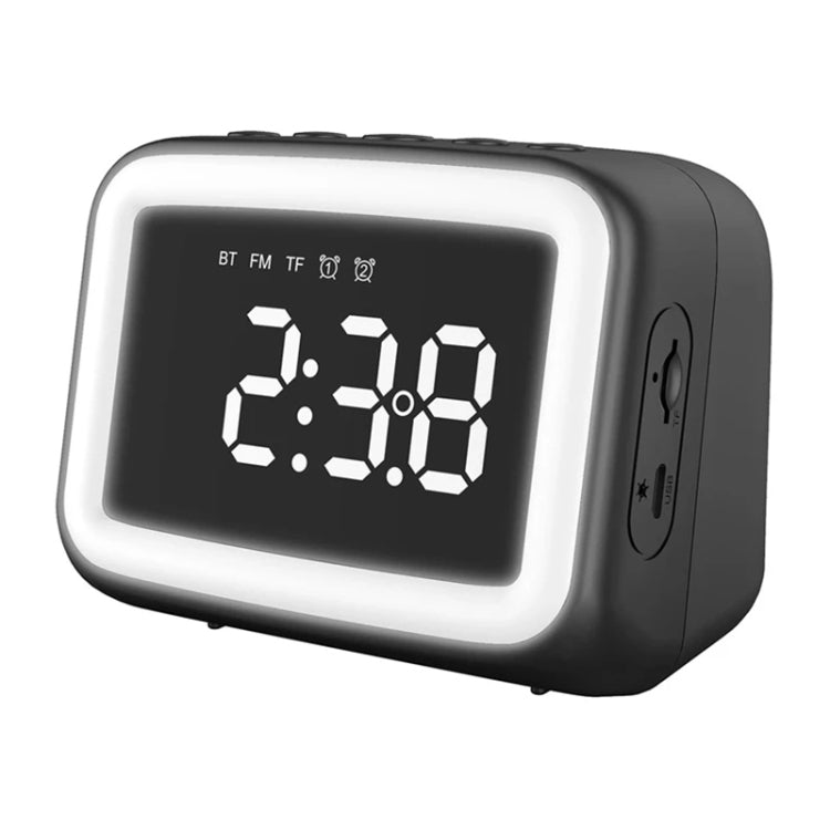 BT-511 Mini LED HD Spiegel Bluetooth Lautsprecher, Unterstützt 32GB TF-Karte & 3,5mm AUX & Dualen Wecker & Echtzeit-Temperatur & Freisprechen, Weiß, Rosa, Schwarz, Rot