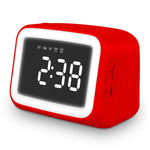 BT-511 Mini LED HD Spiegel Bluetooth Lautsprecher, Unterstützt 32GB TF-Karte & 3,5mm AUX & Dualen Wecker & Echtzeit-Temperatur & Freisprechen, Weiß, Rosa, Schwarz, Rot