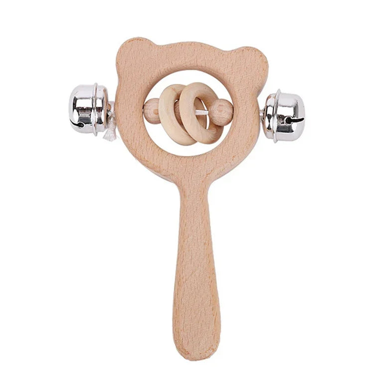 Baby-Puzzle Frühpädagogik Handrassel Holzspielzeug, Bärenglocke, Bären-Große-Perle, Bären-Kleine-Perle, Bären-Einzelperle, Eulenglocke