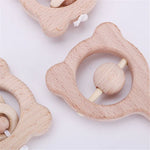 Baby-Puzzle Frühpädagogik Handrassel Holzspielzeug, Bärenglocke, Bären-Große-Perle, Bären-Kleine-Perle, Bären-Einzelperle, Eulenglocke