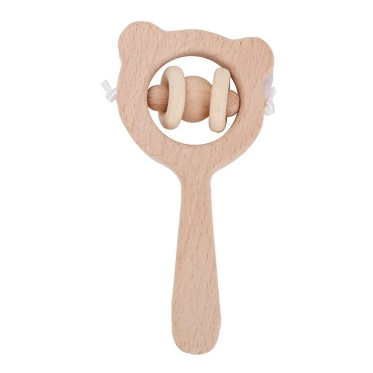 Baby-Puzzle Frühpädagogik Handrassel Holzspielzeug, Bärenglocke, Bären-Große-Perle, Bären-Kleine-Perle, Bären-Einzelperle, Eulenglocke