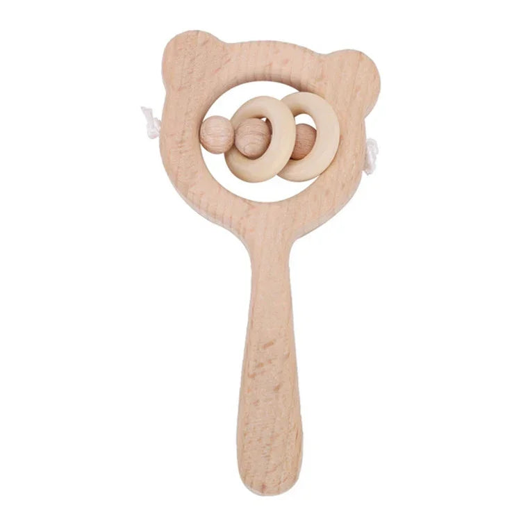 Baby-Puzzle Frühpädagogik Handrassel Holzspielzeug, Bärenglocke, Bären-Große-Perle, Bären-Kleine-Perle, Bären-Einzelperle, Eulenglocke