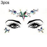 3 Stück grüne Acryl-Gesichtsaufkleber für die Stirn (Maskenball-Make-up), YT-46, YT-47, YT-48, YT-49, YT-50, YT-51, YT-52, YT-53-01, YT-53-02, YT-54, YT-55, YT-56, YT-57, YT-59, YT-60, YT-61, YT-65, YT-66, YT-67, YT-68, YT-69