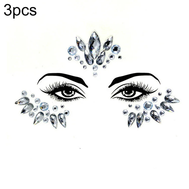 3 Stück grüne Acryl-Gesichtsaufkleber für die Stirn (Maskenball-Make-up), YT-46, YT-47, YT-48, YT-49, YT-50, YT-51, YT-52, YT-53-01, YT-53-02, YT-54, YT-55, YT-56, YT-57, YT-59, YT-60, YT-61, YT-65, YT-66, YT-67, YT-68, YT-69