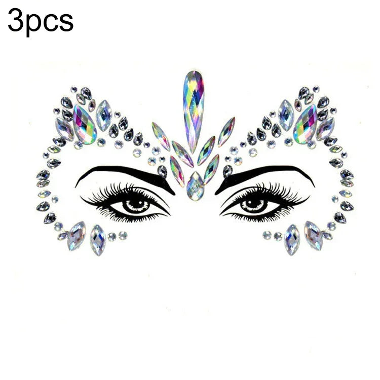 3 Stück grüne Acryl-Gesichtsaufkleber für die Stirn (Maskenball-Make-up), YT-46, YT-47, YT-48, YT-49, YT-50, YT-51, YT-52, YT-53-01, YT-53-02, YT-54, YT-55, YT-56, YT-57, YT-59, YT-60, YT-61, YT-65, YT-66, YT-67, YT-68, YT-69