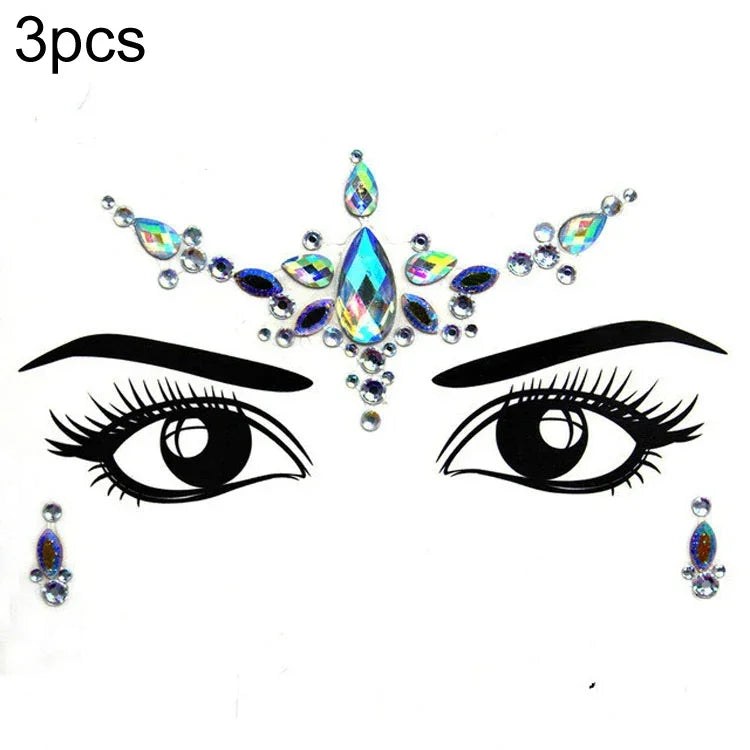 3 Stück grüne Acryl-Gesichtsaufkleber für die Stirn (Maskenball-Make-up), YT-46, YT-47, YT-48, YT-49, YT-50, YT-51, YT-52, YT-53-01, YT-53-02, YT-54, YT-55, YT-56, YT-57, YT-59, YT-60, YT-61, YT-65, YT-66, YT-67, YT-68, YT-69