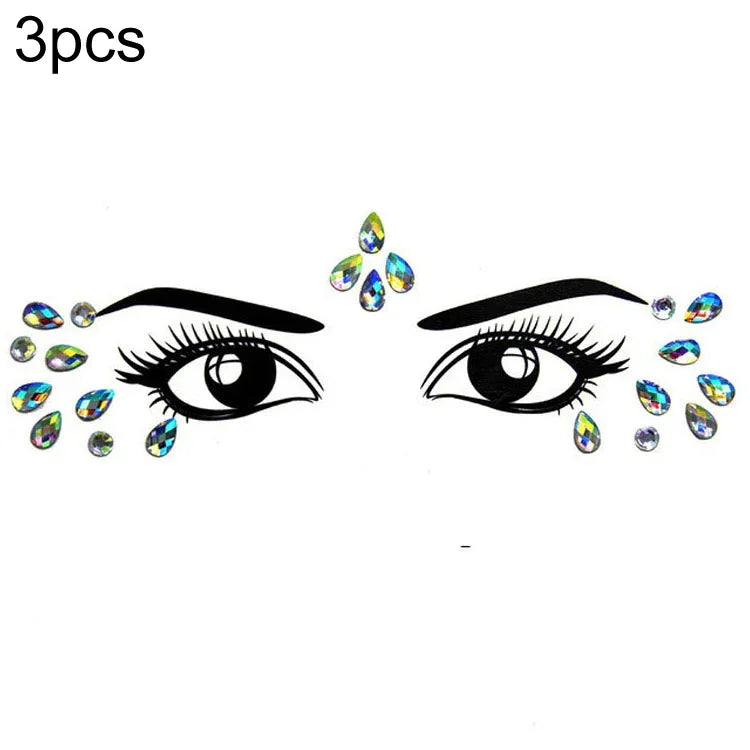 3 Stück grüne Acryl-Gesichtsaufkleber für die Stirn (Maskenball-Make-up), YT-46, YT-47, YT-48, YT-49, YT-50, YT-51, YT-52, YT-53-01, YT-53-02, YT-54, YT-55, YT-56, YT-57, YT-59, YT-60, YT-61, YT-65, YT-66, YT-67, YT-68, YT-69