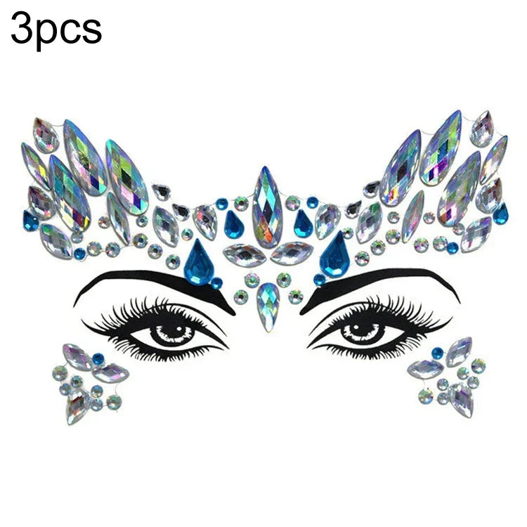 3 Stück grüne Acryl-Gesichtsaufkleber für die Stirn (Maskenball-Make-up), YT-46, YT-47, YT-48, YT-49, YT-50, YT-51, YT-52, YT-53-01, YT-53-02, YT-54, YT-55, YT-56, YT-57, YT-59, YT-60, YT-61, YT-65, YT-66, YT-67, YT-68, YT-69