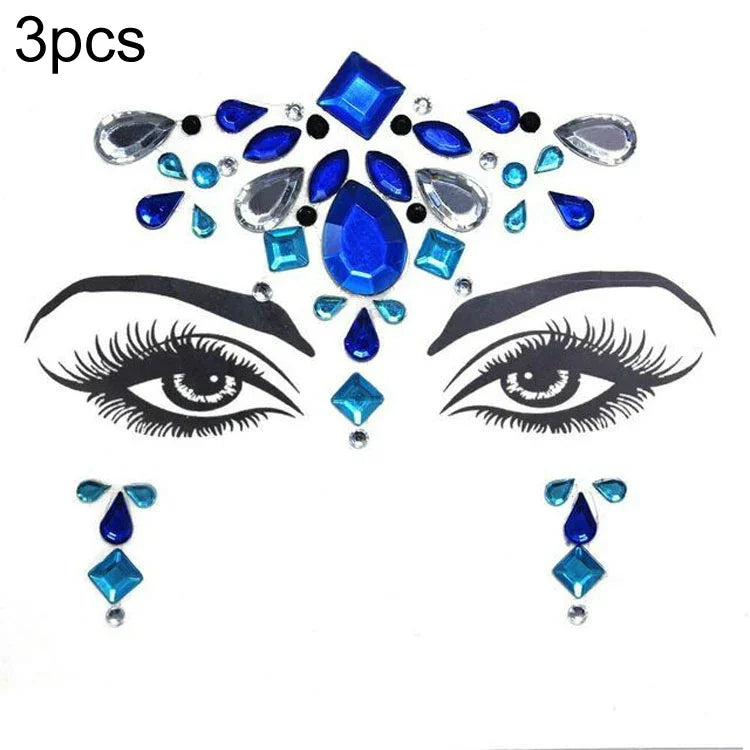 3 Stück grüne Acryl-Gesichtsaufkleber für die Stirn (Maskenball-Make-up), YT-46, YT-47, YT-48, YT-49, YT-50, YT-51, YT-52, YT-53-01, YT-53-02, YT-54, YT-55, YT-56, YT-57, YT-59, YT-60, YT-61, YT-65, YT-66, YT-67, YT-68, YT-69