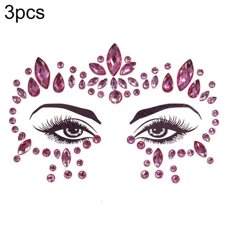 3 Stück grüne Acryl-Gesichtsaufkleber für die Stirn (Maskenball-Make-up), YT-46, YT-47, YT-48, YT-49, YT-50, YT-51, YT-52, YT-53-01, YT-53-02, YT-54, YT-55, YT-56, YT-57, YT-59, YT-60, YT-61, YT-65, YT-66, YT-67, YT-68, YT-69