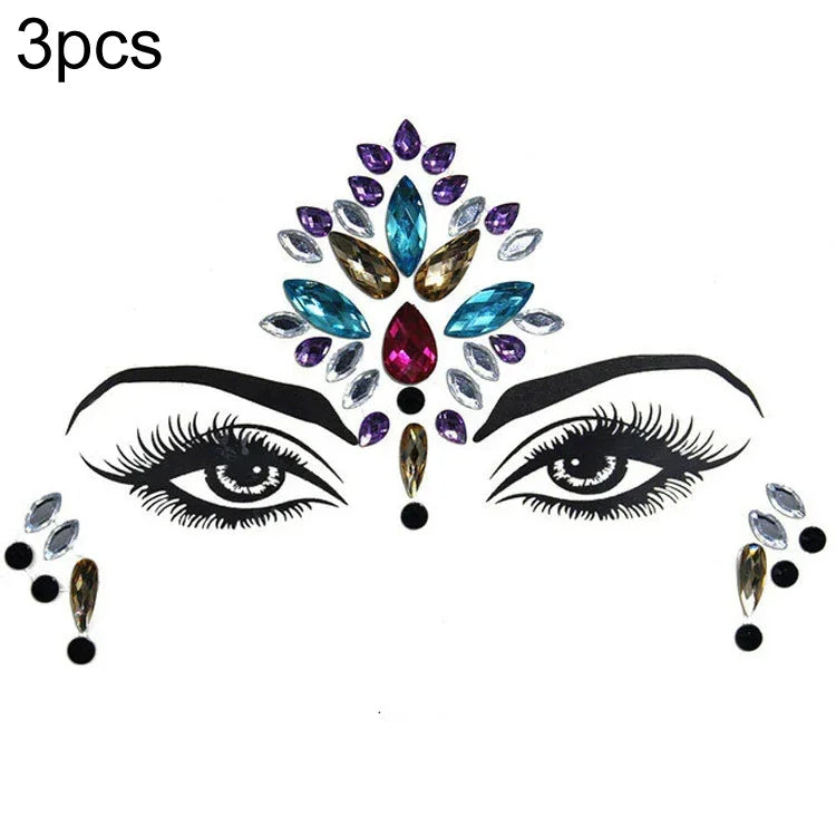 3 Stück grüne Acryl-Gesichtsaufkleber für die Stirn (Maskenball-Make-up), YT-46, YT-47, YT-48, YT-49, YT-50, YT-51, YT-52, YT-53-01, YT-53-02, YT-54, YT-55, YT-56, YT-57, YT-59, YT-60, YT-61, YT-65, YT-66, YT-67, YT-68, YT-69