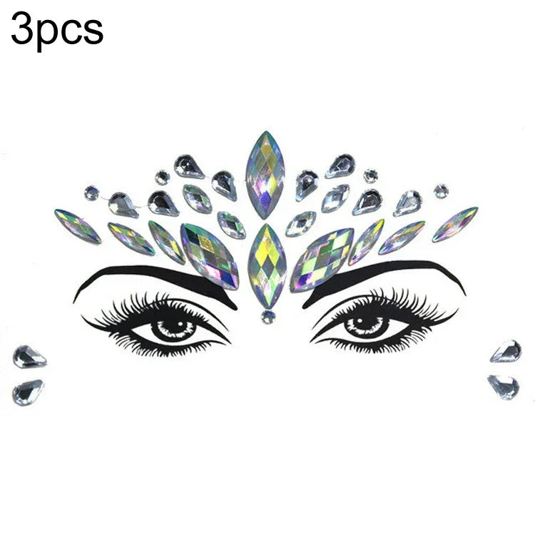 3 Stück grüne Acryl-Gesichtsaufkleber für die Stirn (Maskenball-Make-up), YT-46, YT-47, YT-48, YT-49, YT-50, YT-51, YT-52, YT-53-01, YT-53-02, YT-54, YT-55, YT-56, YT-57, YT-59, YT-60, YT-61, YT-65, YT-66, YT-67, YT-68, YT-69