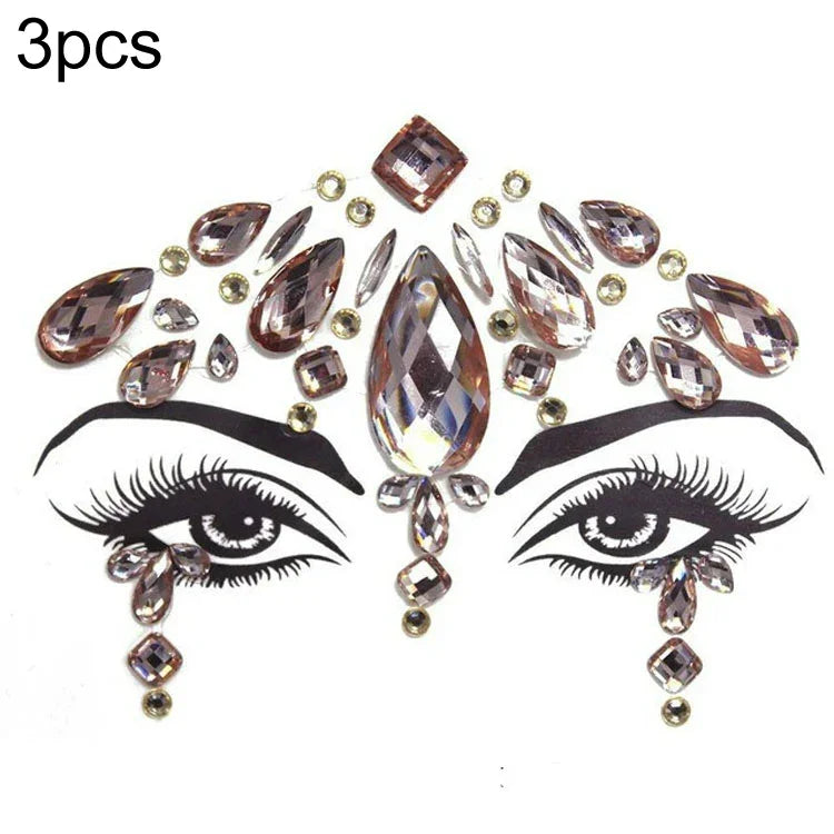 3 Stück grüne Acryl-Gesichtsaufkleber für die Stirn (Maskenball-Make-up), YT-46, YT-47, YT-48, YT-49, YT-50, YT-51, YT-52, YT-53-01, YT-53-02, YT-54, YT-55, YT-56, YT-57, YT-59, YT-60, YT-61, YT-65, YT-66, YT-67, YT-68, YT-69