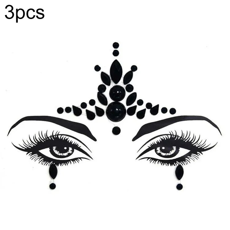 3 Stück grüne Acryl-Gesichtsaufkleber für die Stirn (Maskenball-Make-up), YT-46, YT-47, YT-48, YT-49, YT-50, YT-51, YT-52, YT-53-01, YT-53-02, YT-54, YT-55, YT-56, YT-57, YT-59, YT-60, YT-61, YT-65, YT-66, YT-67, YT-68, YT-69