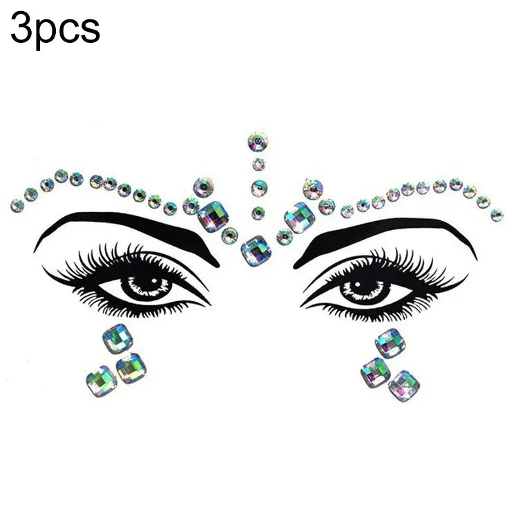 3 Stück grüne Acryl-Gesichtsaufkleber für die Stirn (Maskenball-Make-up), YT-46, YT-47, YT-48, YT-49, YT-50, YT-51, YT-52, YT-53-01, YT-53-02, YT-54, YT-55, YT-56, YT-57, YT-59, YT-60, YT-61, YT-65, YT-66, YT-67, YT-68, YT-69