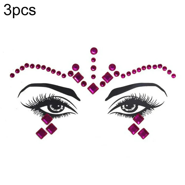 3 Stück grüne Acryl-Gesichtsaufkleber für die Stirn (Maskenball-Make-up), YT-46, YT-47, YT-48, YT-49, YT-50, YT-51, YT-52, YT-53-01, YT-53-02, YT-54, YT-55, YT-56, YT-57, YT-59, YT-60, YT-61, YT-65, YT-66, YT-67, YT-68, YT-69