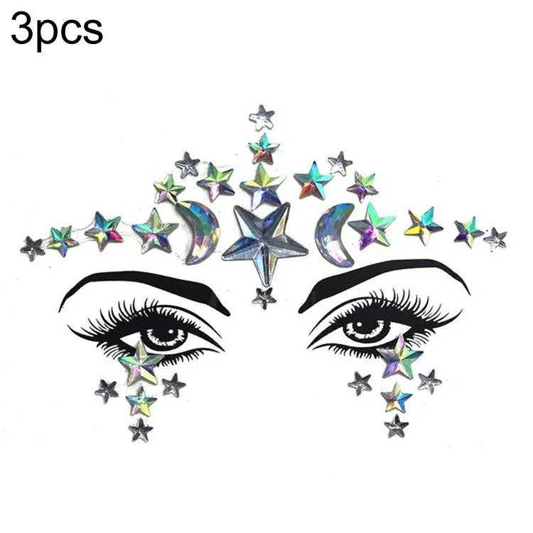 3 Stück grüne Acryl-Gesichtsaufkleber für die Stirn (Maskenball-Make-up), YT-46, YT-47, YT-48, YT-49, YT-50, YT-51, YT-52, YT-53-01, YT-53-02, YT-54, YT-55, YT-56, YT-57, YT-59, YT-60, YT-61, YT-65, YT-66, YT-67, YT-68, YT-69