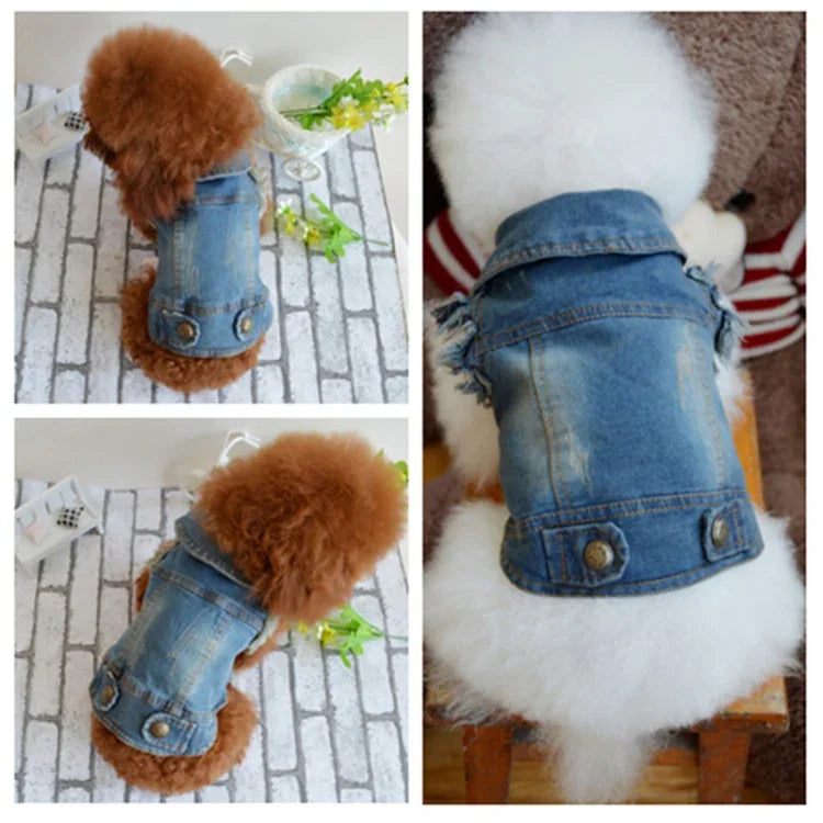 Retro Persönlichkeit Denim Kleine Weste Haustier Hund Kleidung Haustier Jacke, L, XL, XS, M
