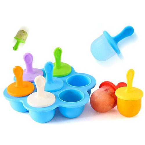 Silikon Mini Eisformen Eiswürfelbehälter Eis am Stiel Maker Stieleisformen Baby DIY Nahrungsergänzungsmittel Werkzeug