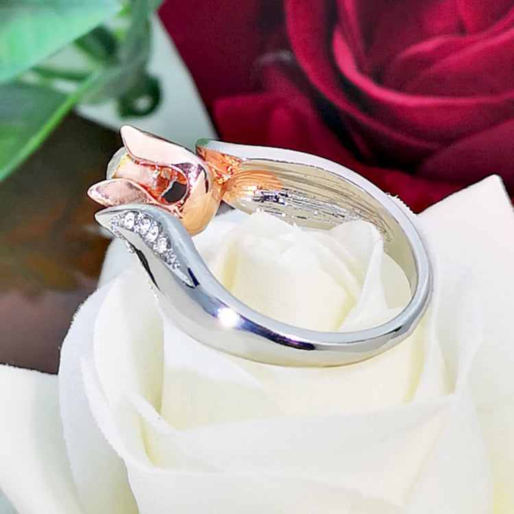 Rosenblume mit Diamant-Verlobungsring für Damen, 5, 8, 10