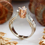 Rosenblume mit Diamant-Verlobungsring für Damen, 5, 8, 10
