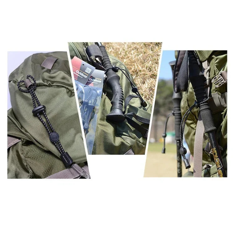 Outdoor Bergsteigen Rucksack Hängende Trekkingstock Seilschnalle Feste Schnalle Elastisches Seil