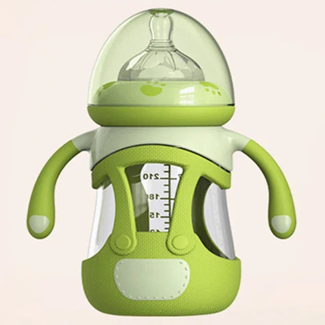 Babyflasche aus hochwertigem Borosilikatglas mit Silikonhülle, 240 ml