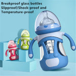 Babyflasche aus hochwertigem Borosilikatglas mit Silikonhülle, 240 ml