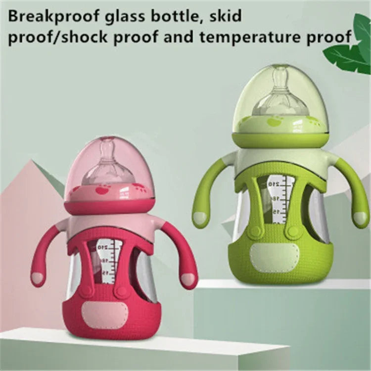 Babyflasche aus hochwertigem Borosilikatglas mit Silikonhülle, 240 ml