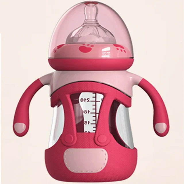 Babyflasche aus hochwertigem Borosilikatglas mit Silikonhülle, 240 ml