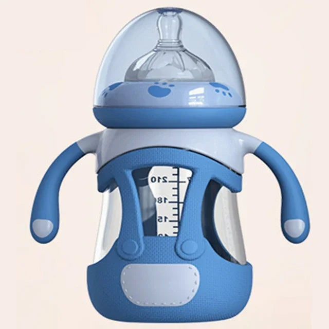 Babyflasche aus hochwertigem Borosilikatglas mit Silikonhülle, 240 ml