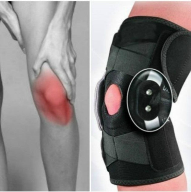 Verstellbarer atmungsaktiver Sport-Knieschützer zum Aufkleben mit Aluminiumhalterung, Aufklebbarer Sport-Knieschützer (Schwarz)
