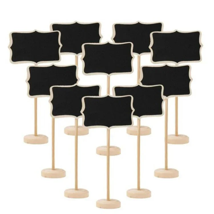 10 Stück Kreidetafel aus Holz, kleine Nachrichtentafel, Tischdekoration für Hochzeitsfeiern, Holztafel 1