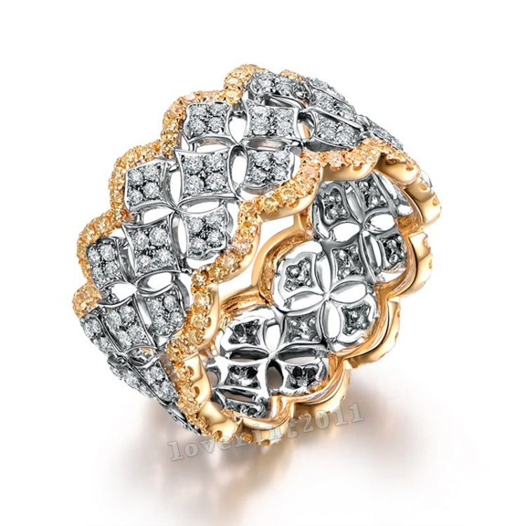 Vergoldeter Micro-Set-Ring Luxus-Diamant-Gold-Verlobungsring, Größe:8, Größe:10