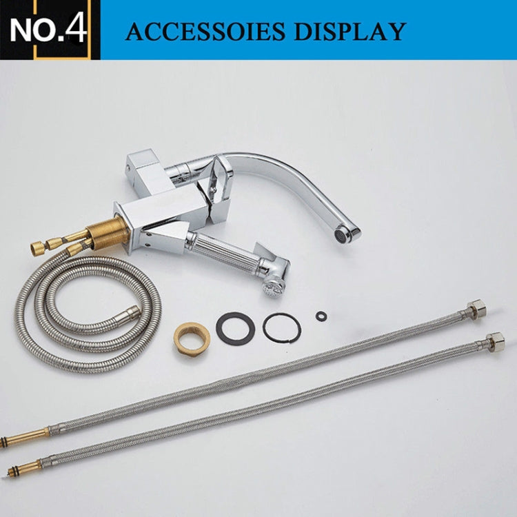 Küchenarmatur Einhandmischer Zwei schwenkbare Ausläufe Warm-Kaltwasserhahn Ausziehbare Spülbrause, Niedrig