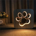 Kreative Form Holz-Nachtlampe Schlafzimmer-Dekoration Warmweißes LED-Licht, Knochen, Katzenpfote, Hund, Wolf