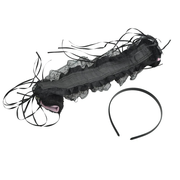 Niedliches Spitzen-Haarband mit Katzenohren, Haaraccessoire für Damen