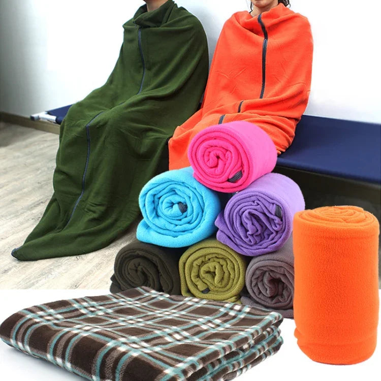 Outdoor-Fleece-Schlafsack Campingreise Klimaanlage Schmutziger Schlafsack getrennt durch Knie-Decke während der Mittagspause, Extra dicker Abschnitt (kariertes Tuch), Verdickt (Blau), Verdickt (Armeegrün), Verdickt (Grasgrün), Verdickt (Grau)