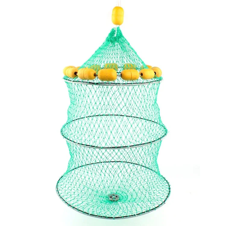 Outdoor-Schwimmfähigkeit Fischnetz 3 Kreis Faltbarer Tragbarer Fischkäfig Multi-Float Meeresangelnetz, Schwimmfähigkeit Fischnetz