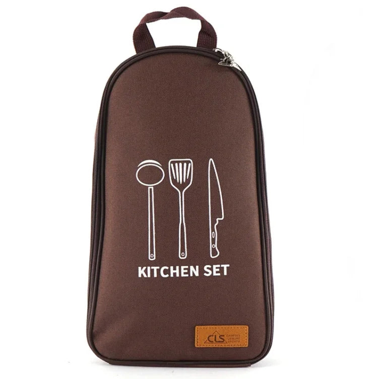 CLS 7-in-1 Outdoor-Kochgeschirr-Set aus Edelstahl 201 Picknick-Geschirr Tragbare Handtasche Picknick-Tasche, 7-in-1 Kaffee, 7-in-1 Dreiecksmuster