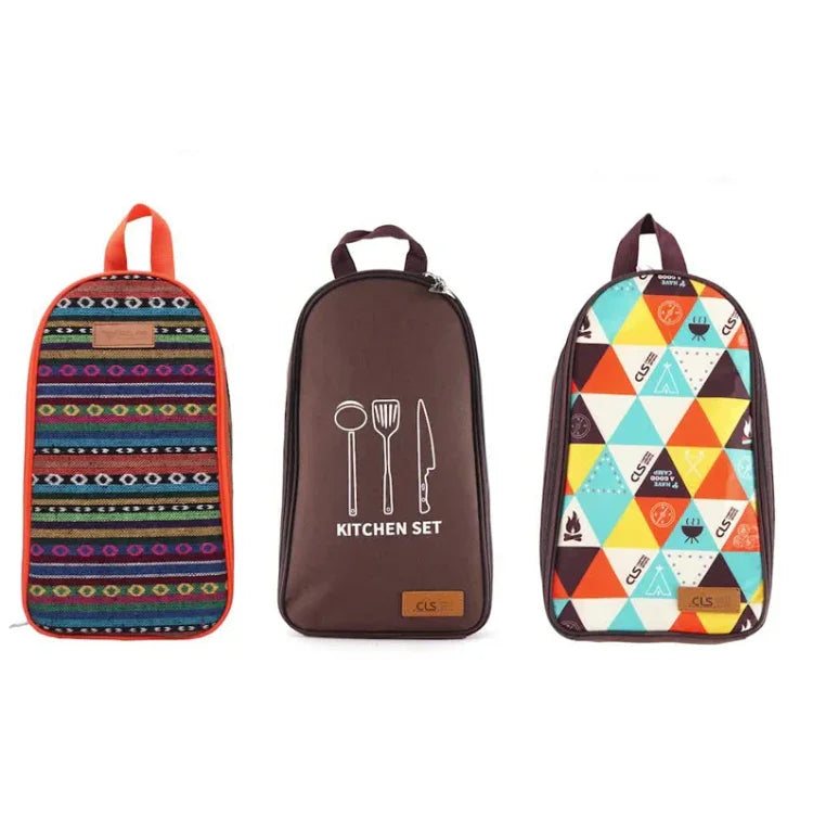CLS 7-in-1 Outdoor-Kochgeschirr-Set aus Edelstahl 201 Picknick-Geschirr Tragbare Handtasche Picknick-Tasche, 7-in-1 Kaffee, 7-in-1 Dreiecksmuster
