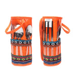 Outdoor Geschirr 12-teiliges Set Camping tragbare Edelstahl-Essstäbchen Messer Gabel Löffel Zubehör Picknicktasche