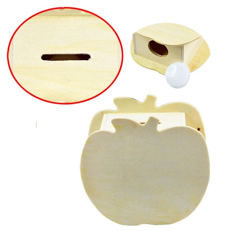 Niedliche kreative Kinder DIY Holz Apfel handbemalte Spardose, 10x5,6x9,5cm