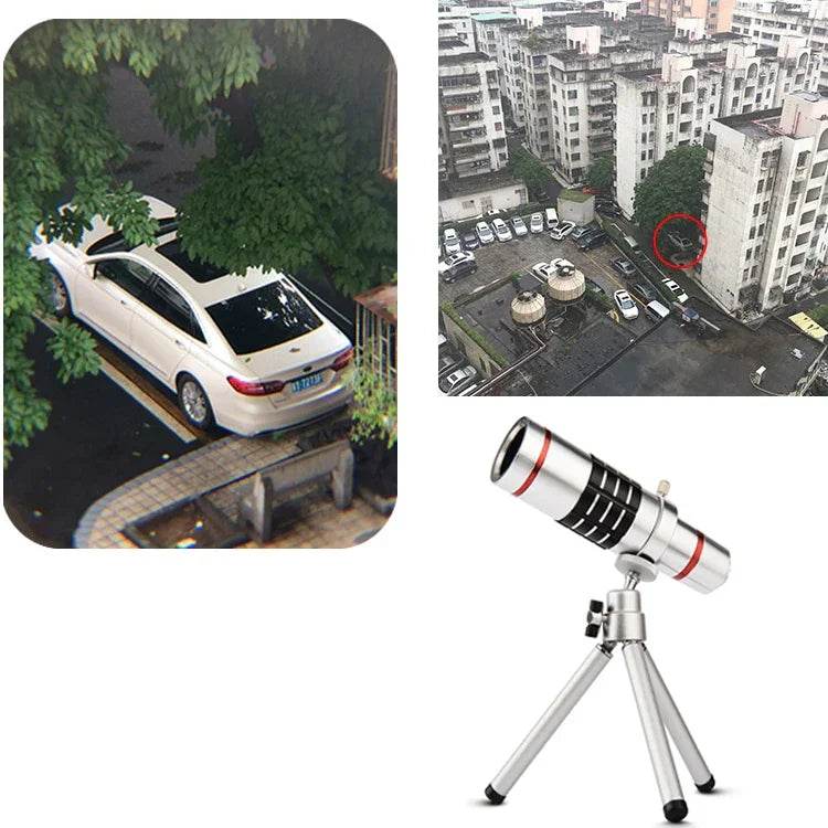 Bolanke Outdoor Teleskop Handy-Zubehör Schieß-Teleobjektiv mit Universal-Metallclip, 12X, 18X