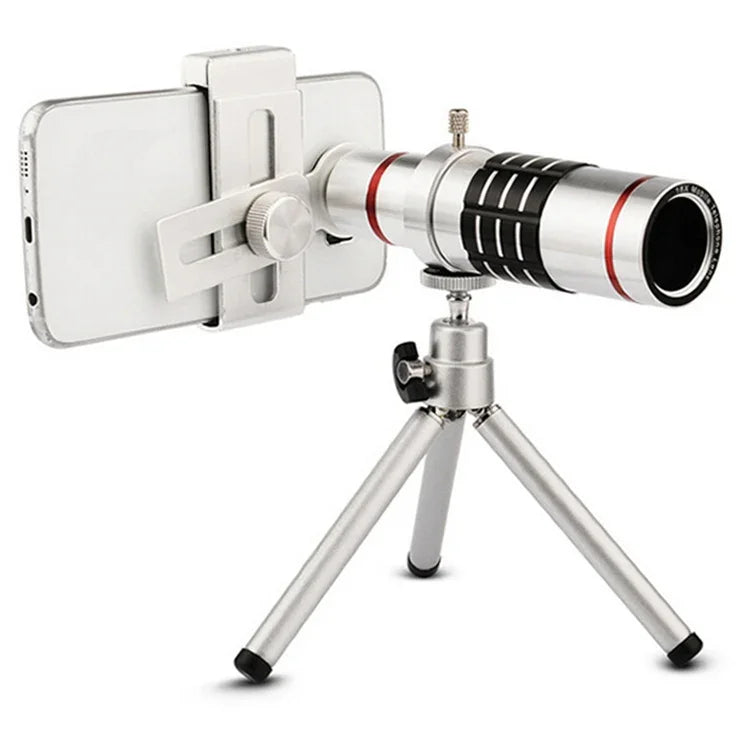 Bolanke Outdoor Teleskop Handy-Zubehör Schieß-Teleobjektiv mit Universal-Metallclip, 12X, 18X