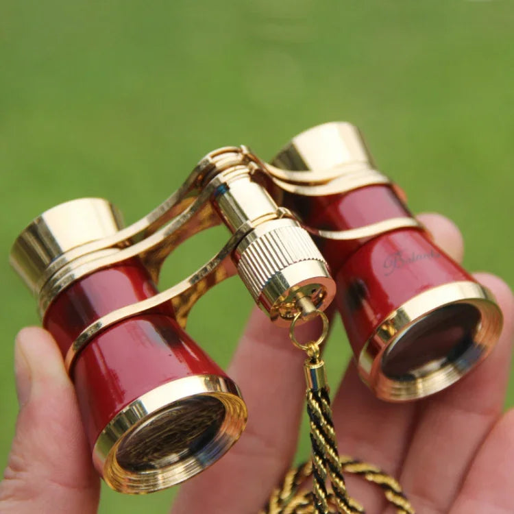 Gürtel Teleskop aus Metall 3x25, vergoldet, rot, klassisches Geschenk, weinrot mit Kette