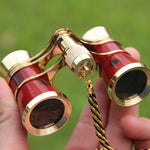 Gürtel Teleskop aus Metall 3x25, vergoldet, rot, klassisches Geschenk, weinrot mit Kette